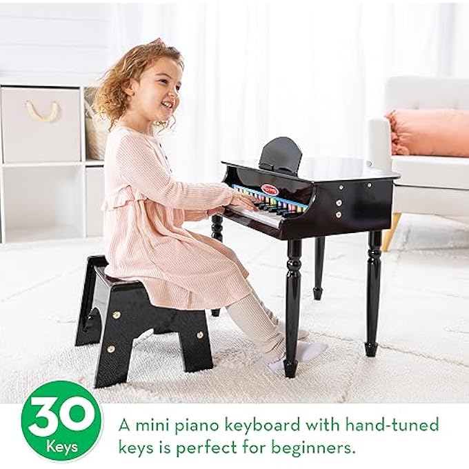 LEARN-TO-PLAY CLASSIC GRAND PIANO WITH 30 KEYS, COLOR-CODED SONGBOOK, AND NON-TIP BENCH 23.5X 22.2X 10" - Image 3
